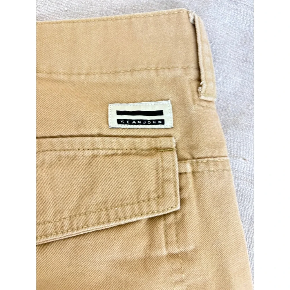 Sean John‎ Mens Cargo Shorts Tan Khaki Cotton Twill Multi-Pocket Size 36